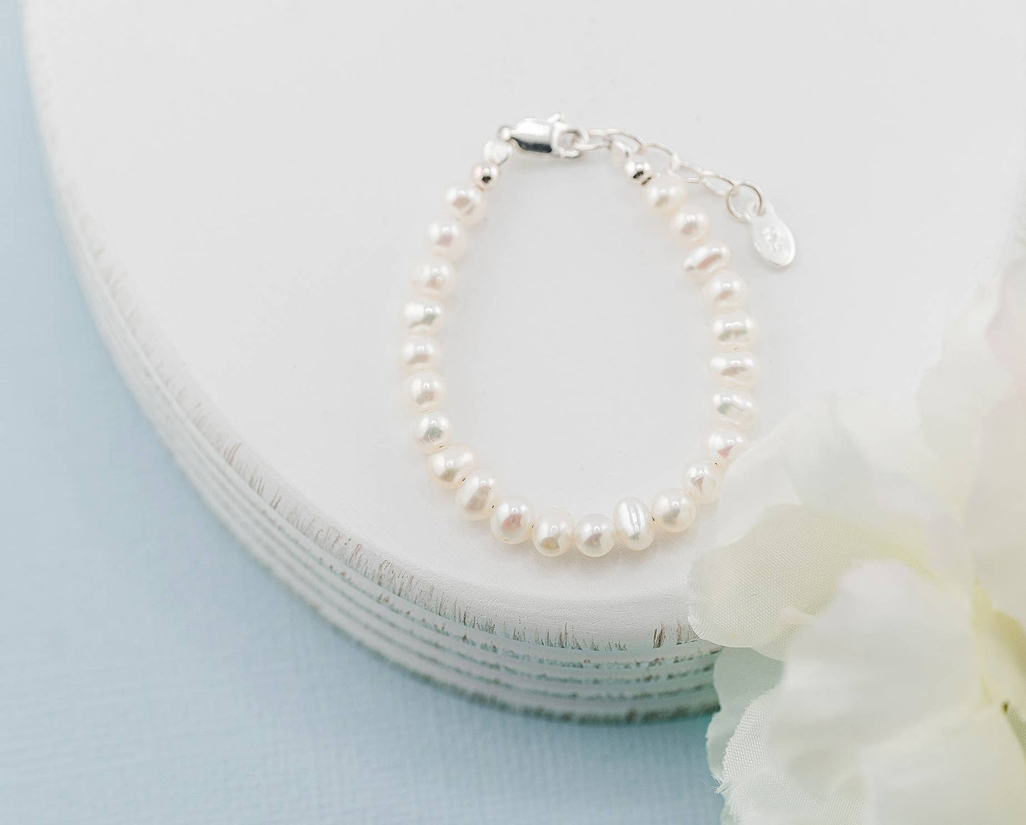 Zoey-Sterling Silver Freshwater Pearl Baby Girl Bracelet