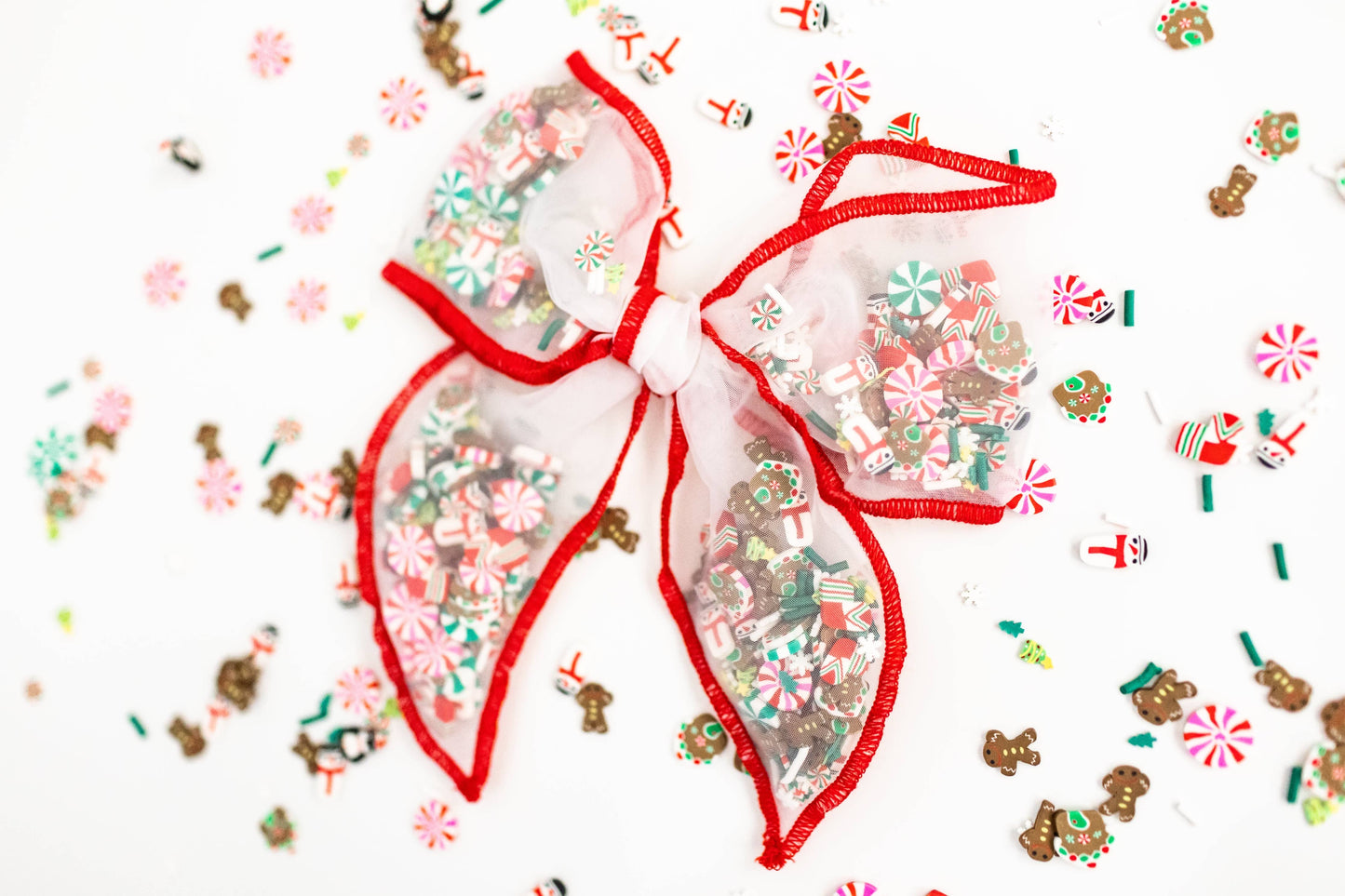 Mesh Shaker Bow Clip | Whimsical Winter Wonderland