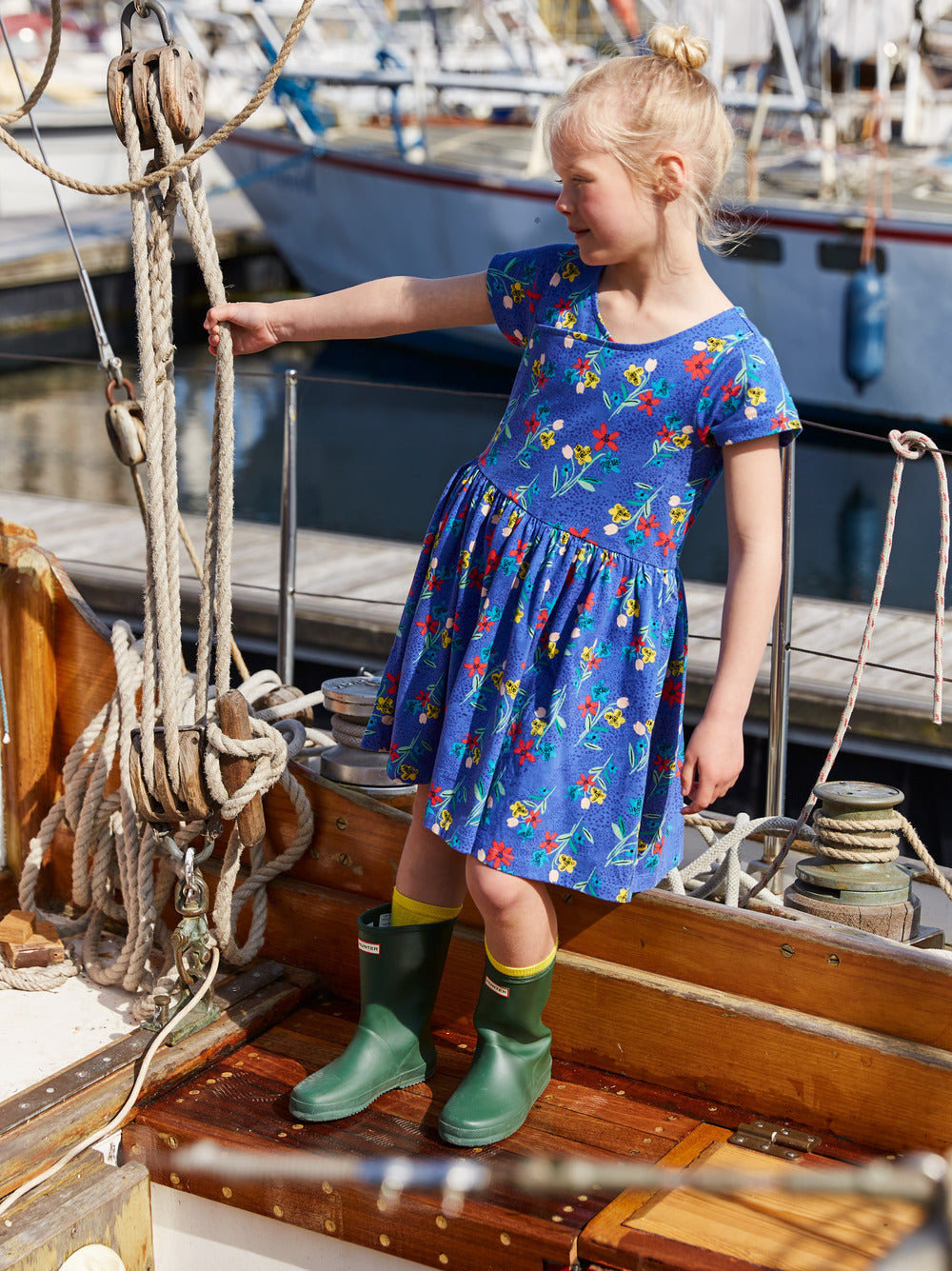 Alpine Wildflowers Short Sleeve Wrap Neck Dress