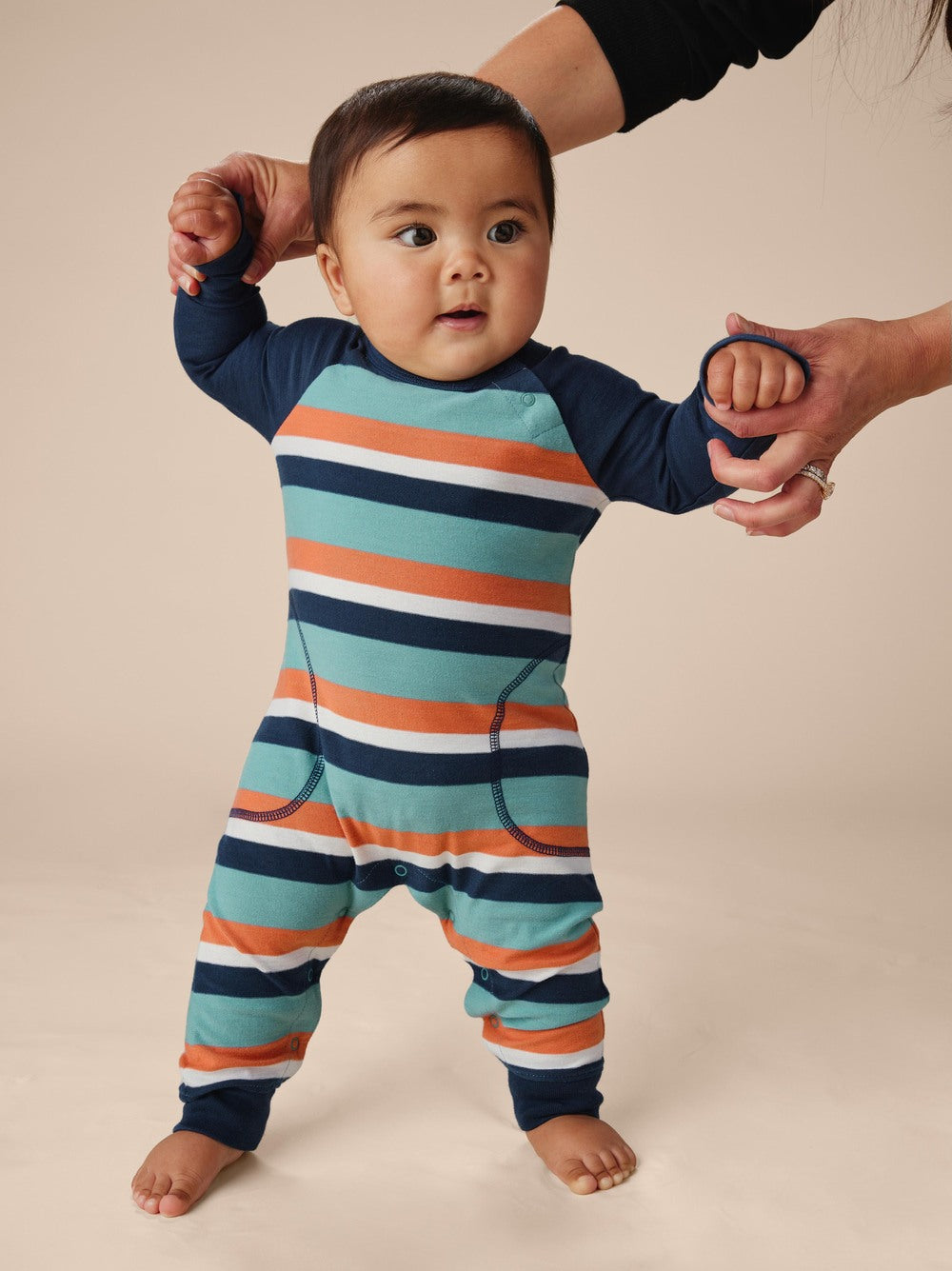 Seaspray Striped Raglan Romper