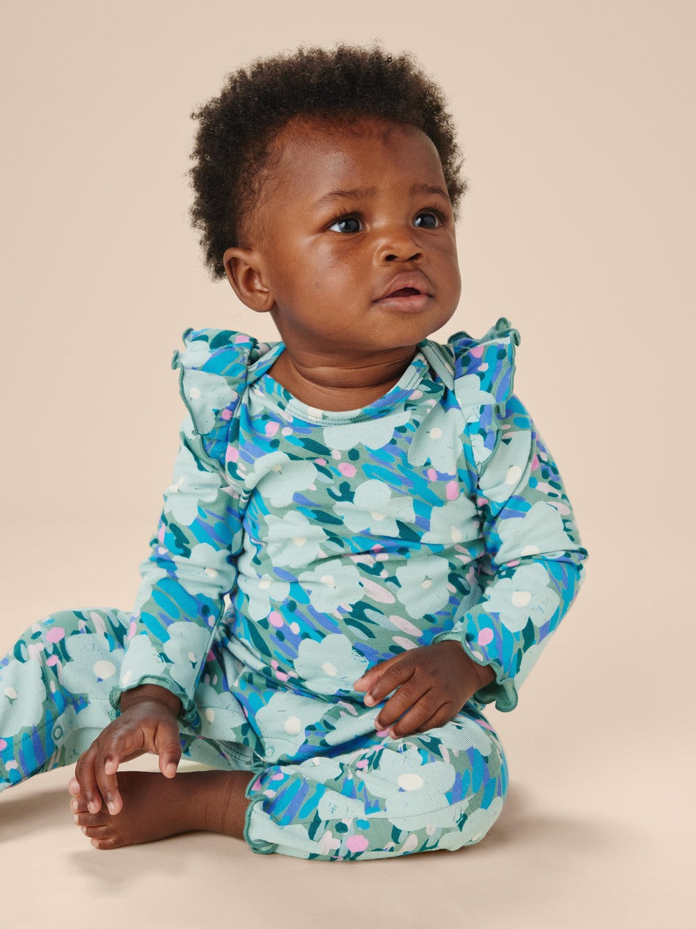 Monet's Garden Ruffle Shoulder Baby Romper
