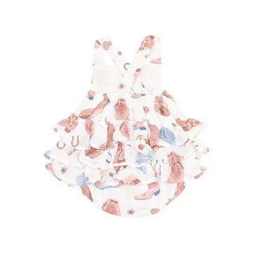 Cowgirl Boots Ruffle Sunsuit