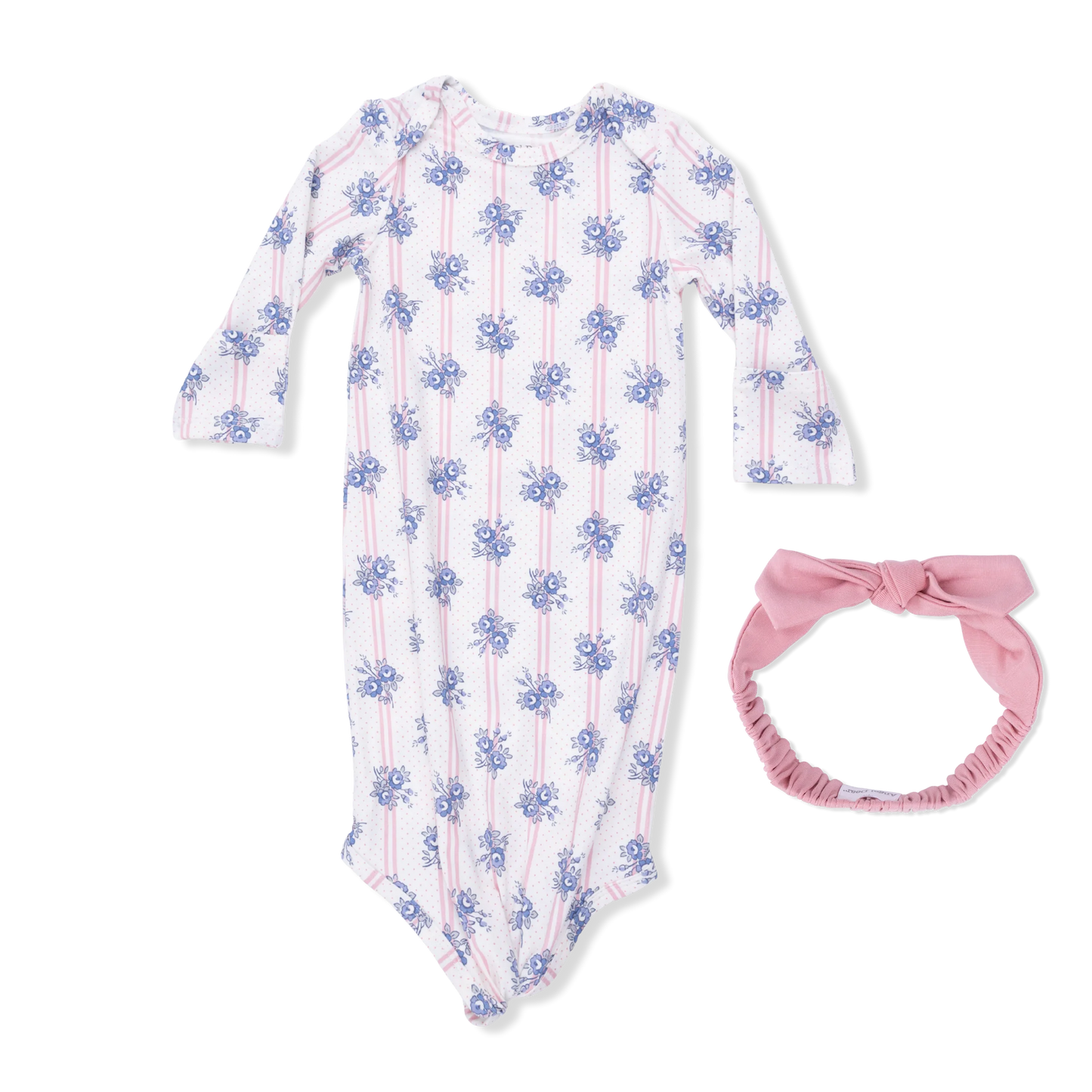 Knotted Gown and Headband | Stripe Dot Roses