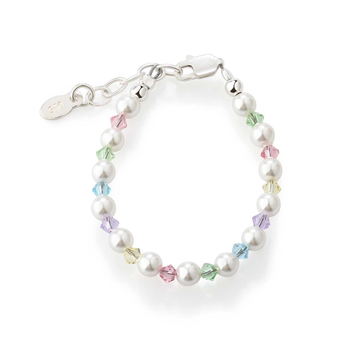 Daniela-Sterling Silver Multi Crystal Pearl Baby & Kids Bracelet