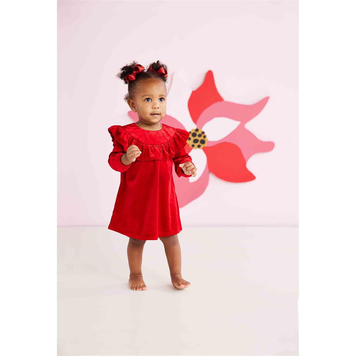 Girls' Red Velvet Dress