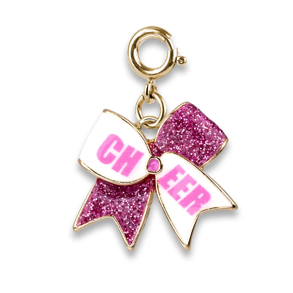 Glitter Cheer Bow | Gold Charm