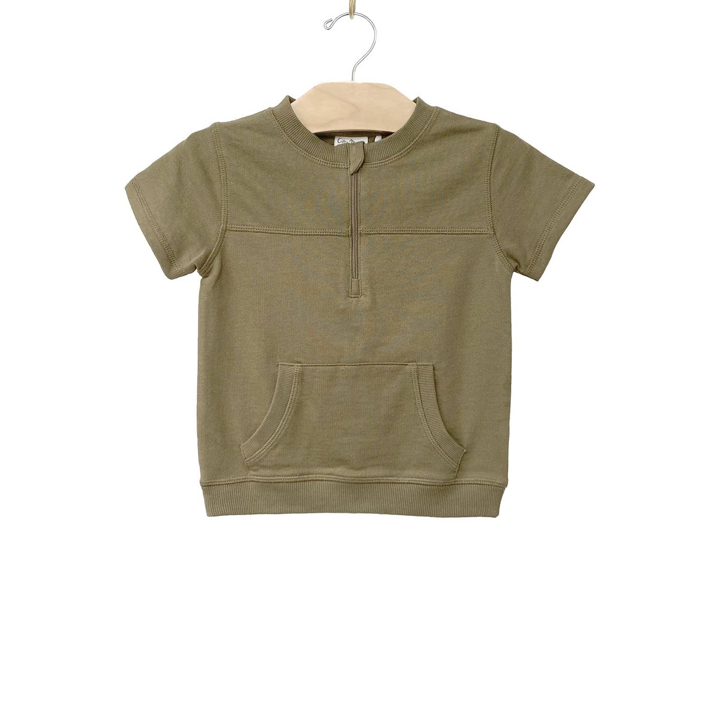 1/2 Zip Tee- Dusky Green