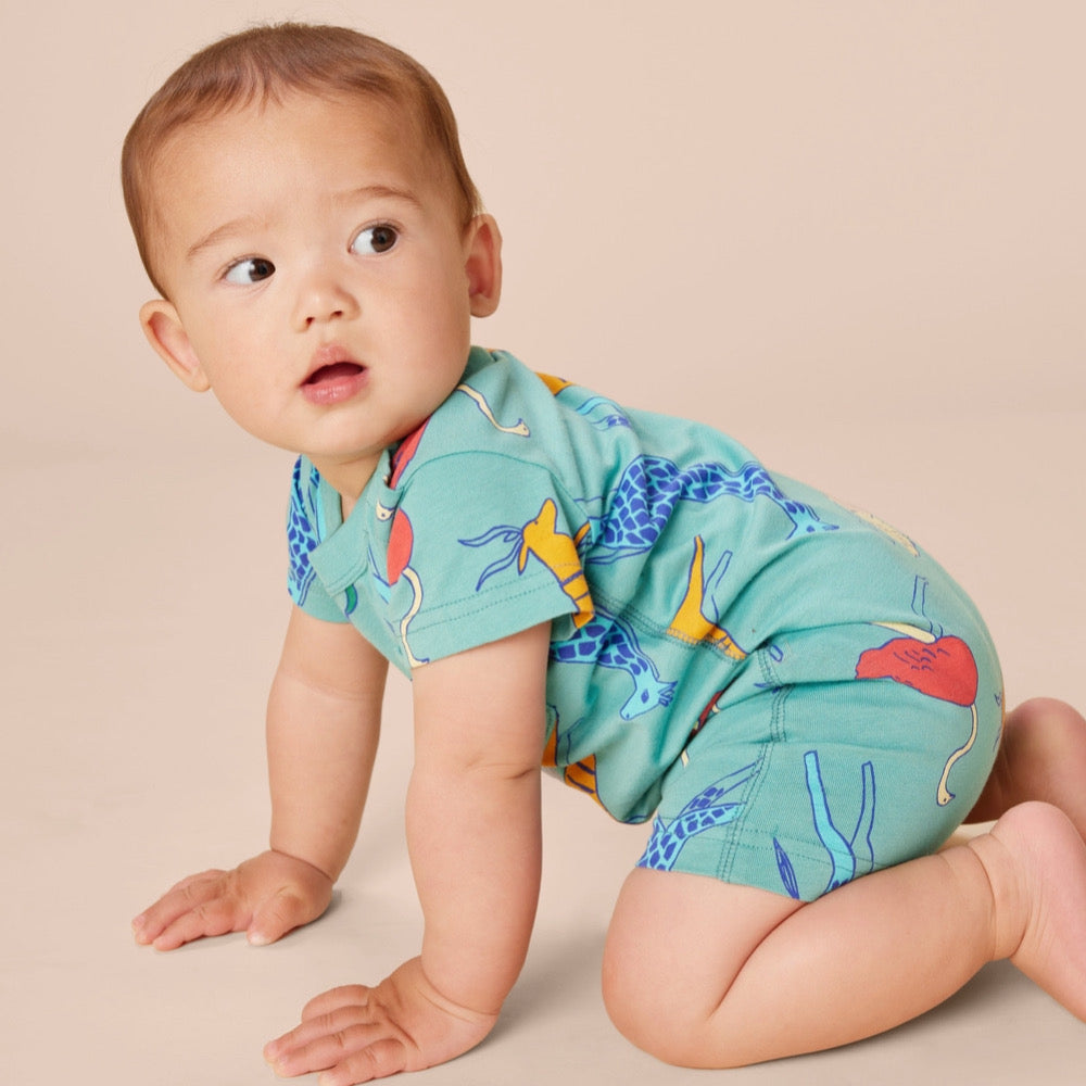 Maasai Mara Animals Pocket Shortie Baby Romper