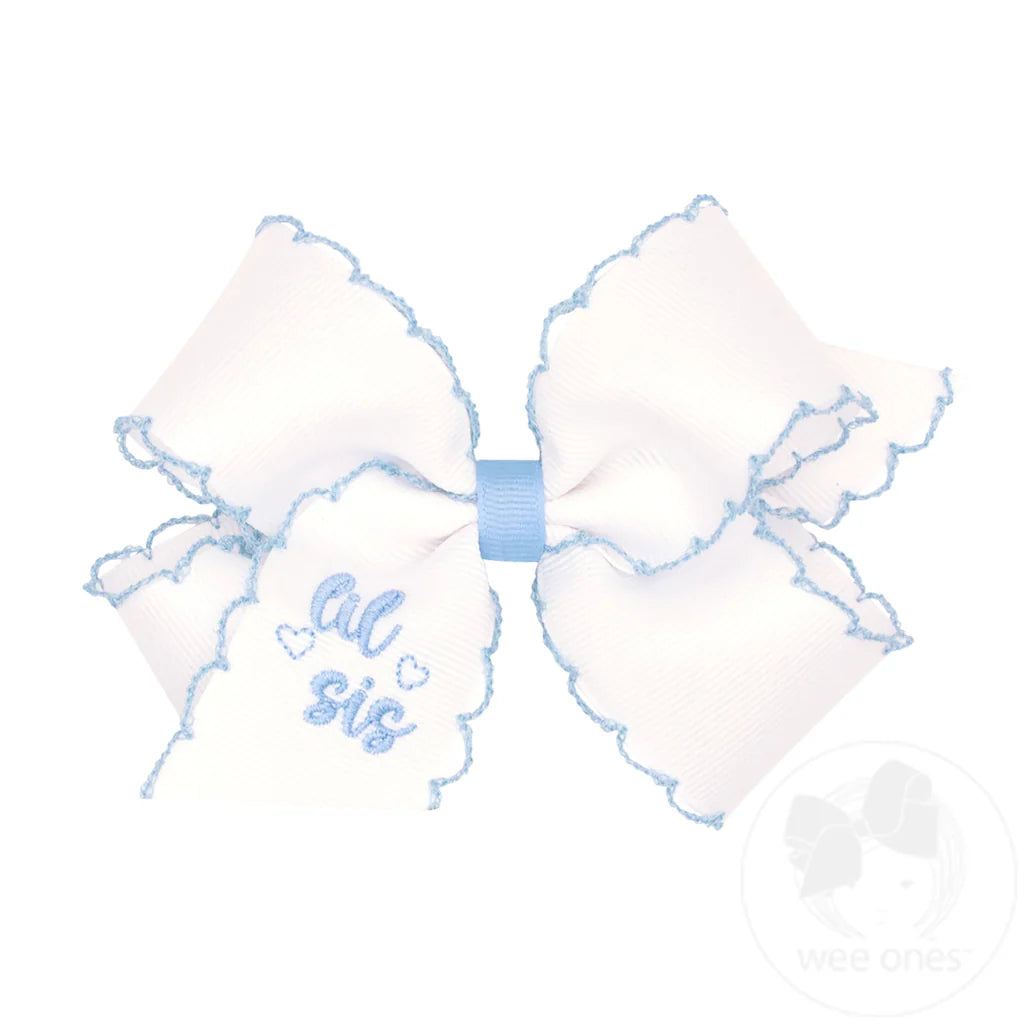 "Lil Sis" Embroidered Grosgrain Bow