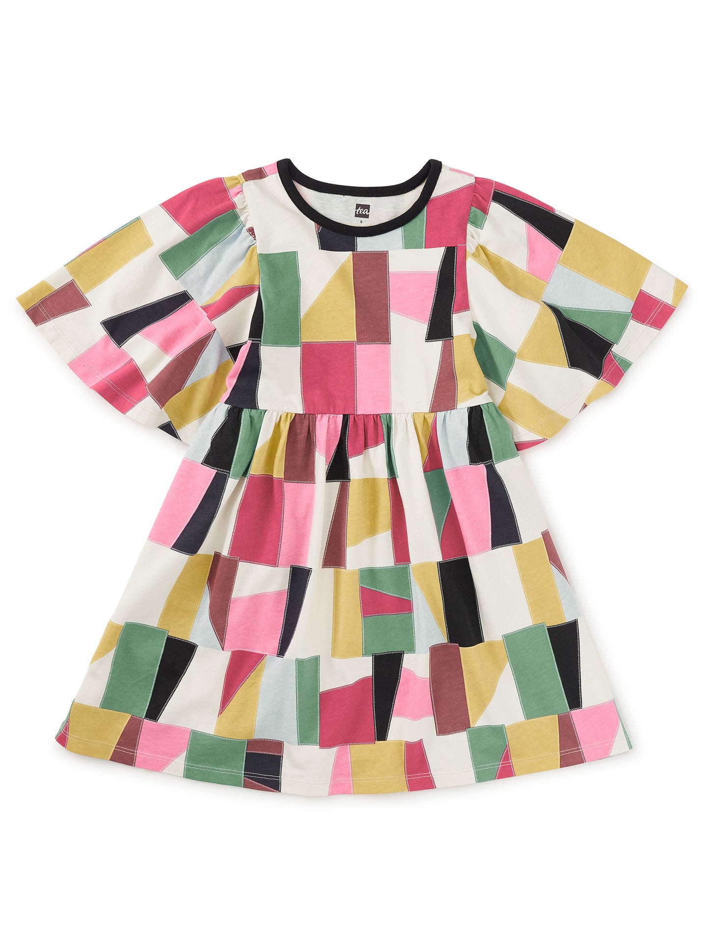 Pojagi Patchwork Butterfly Sleeve Dress
