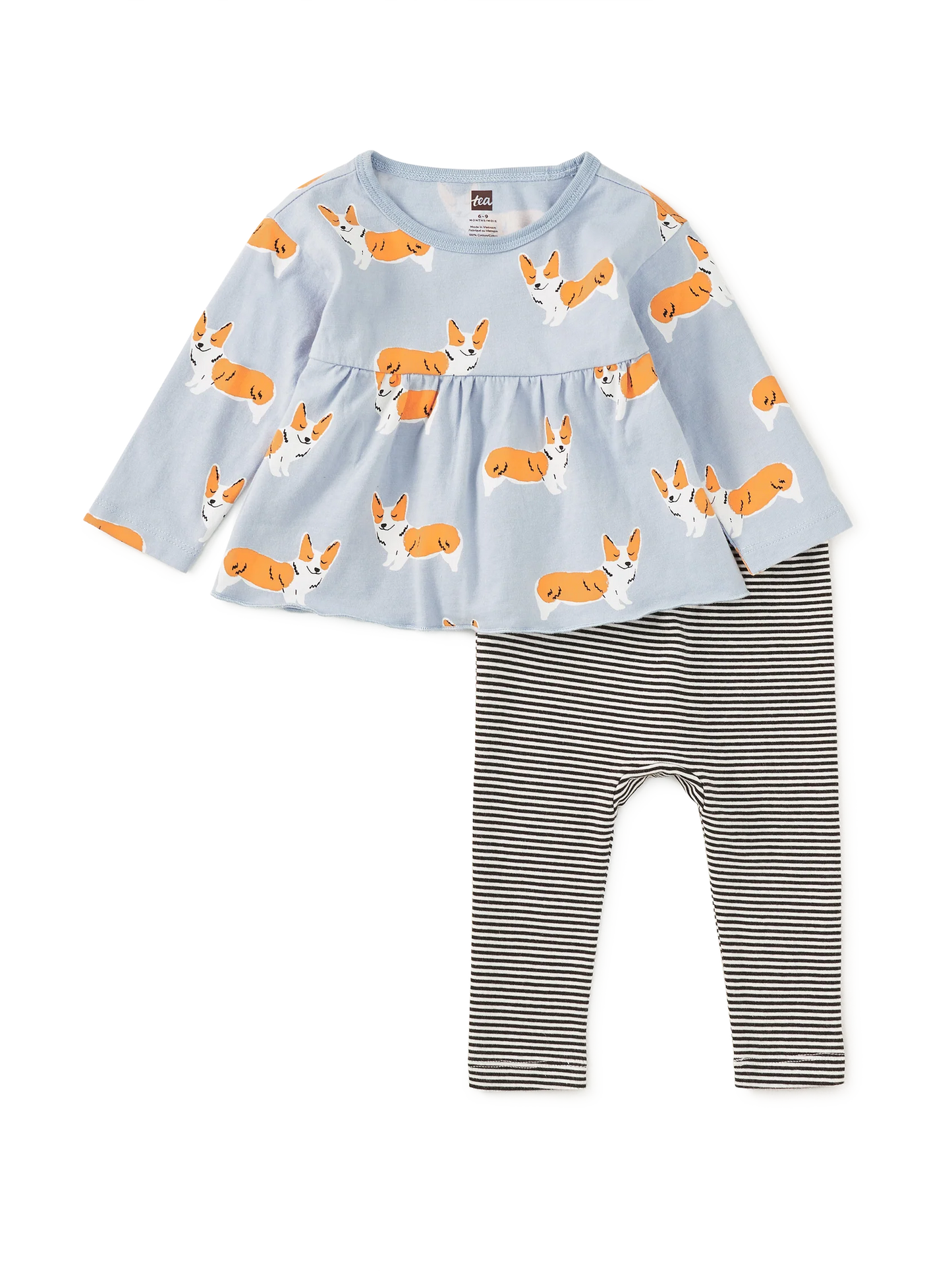 Cutie Corgis | Peplum Two Piece Baby Set
