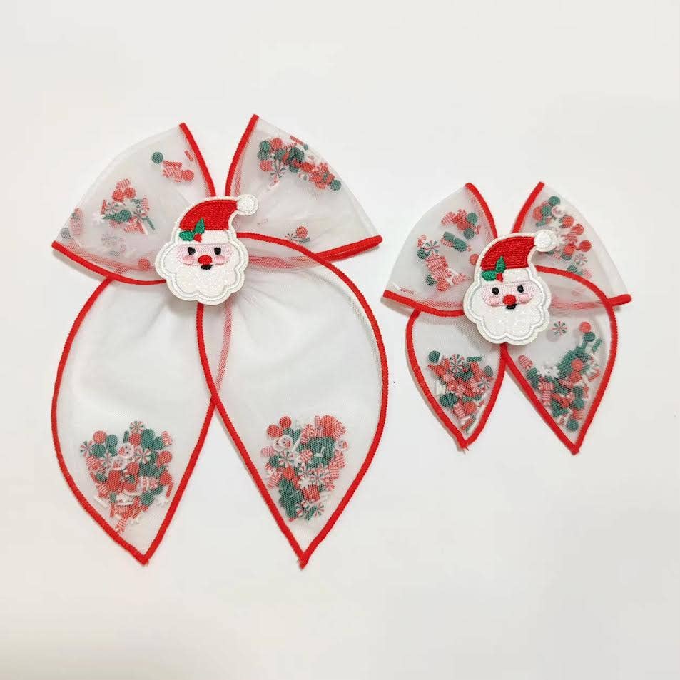 Mesh Shaker Bow Clip | Kris Kringle Cutie