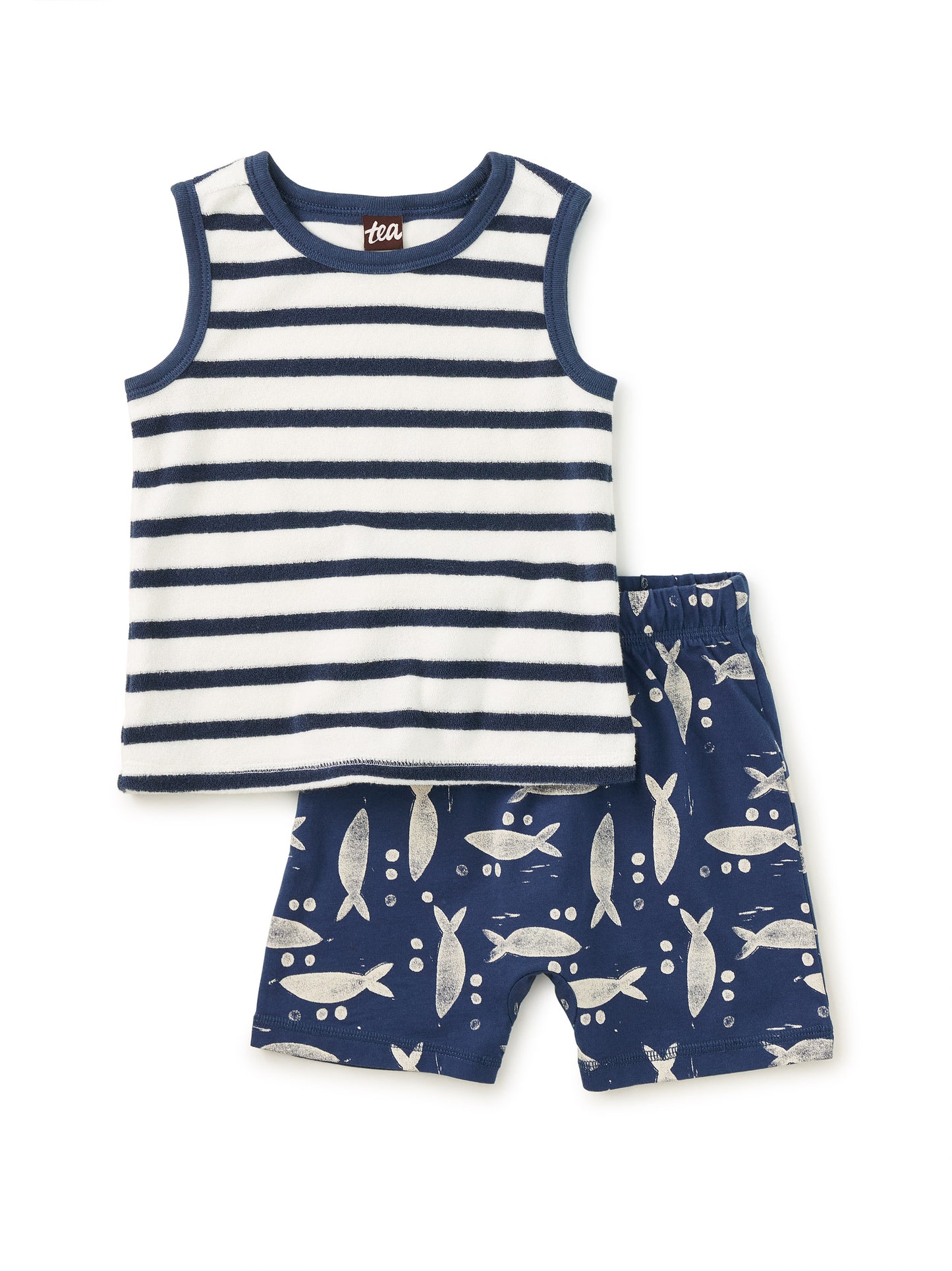 Naval Blue | Terrycloth Tank & Shorts Baby Set