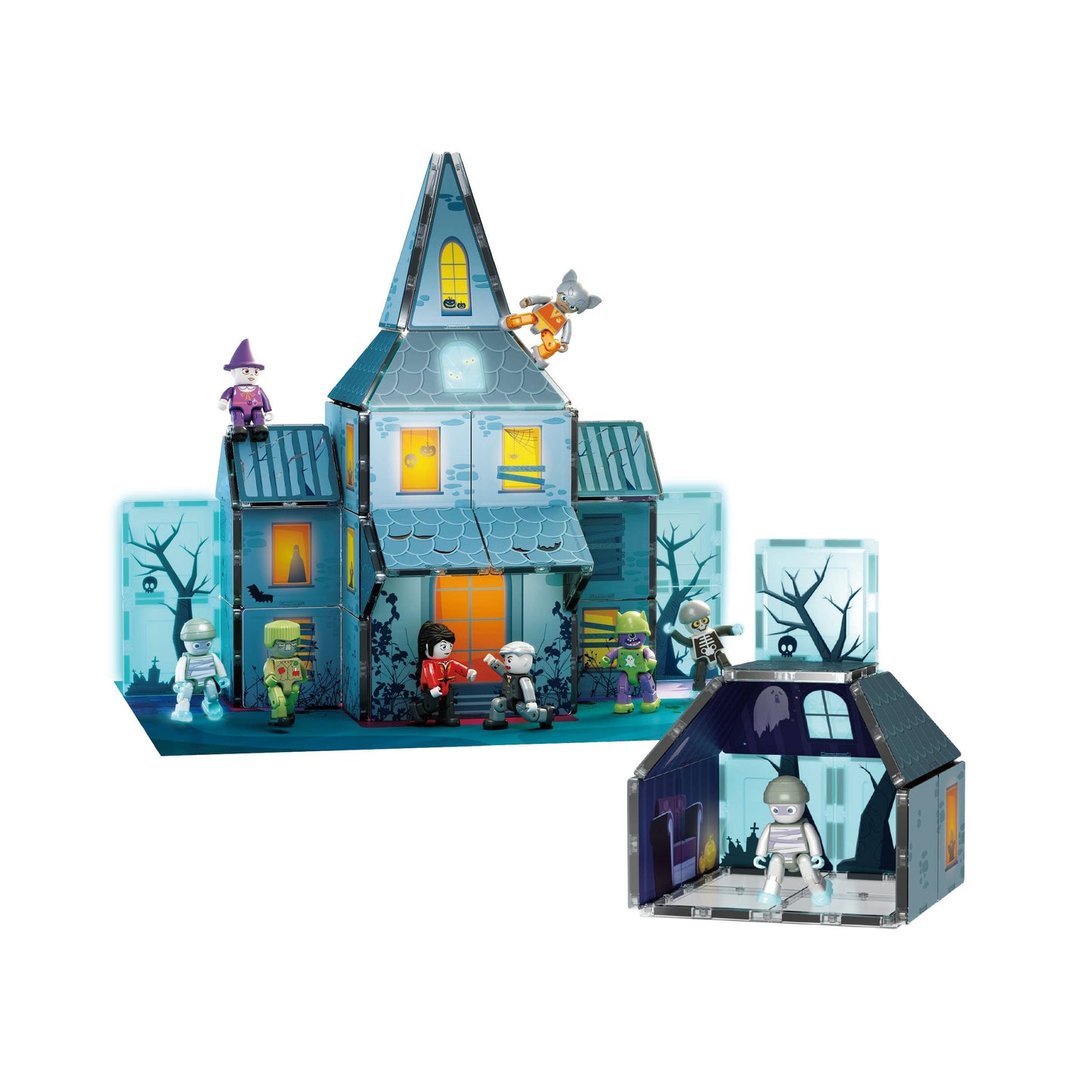 57pc Haunted House Theme Magnet Tile Building Blocks Set