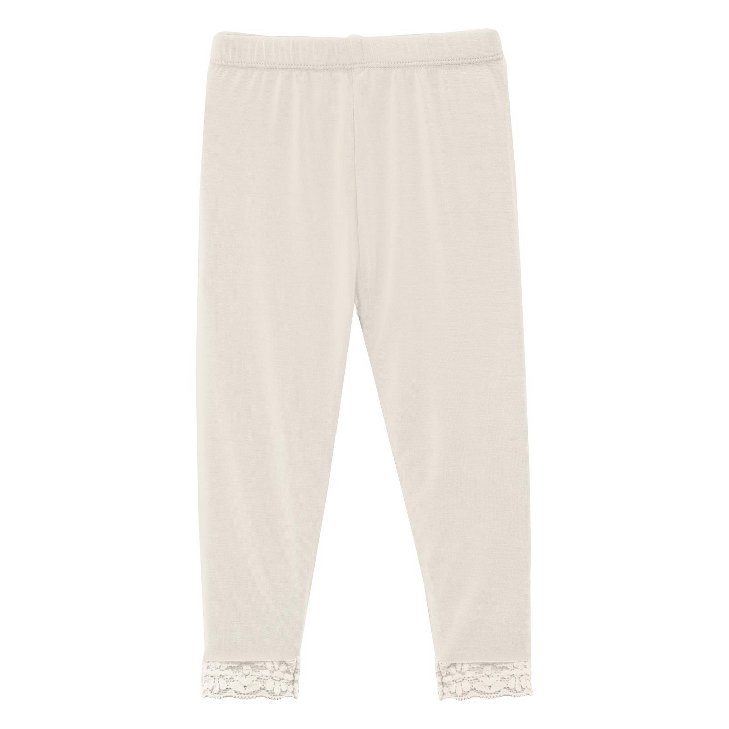 Natural Lace Trimmed Leggings