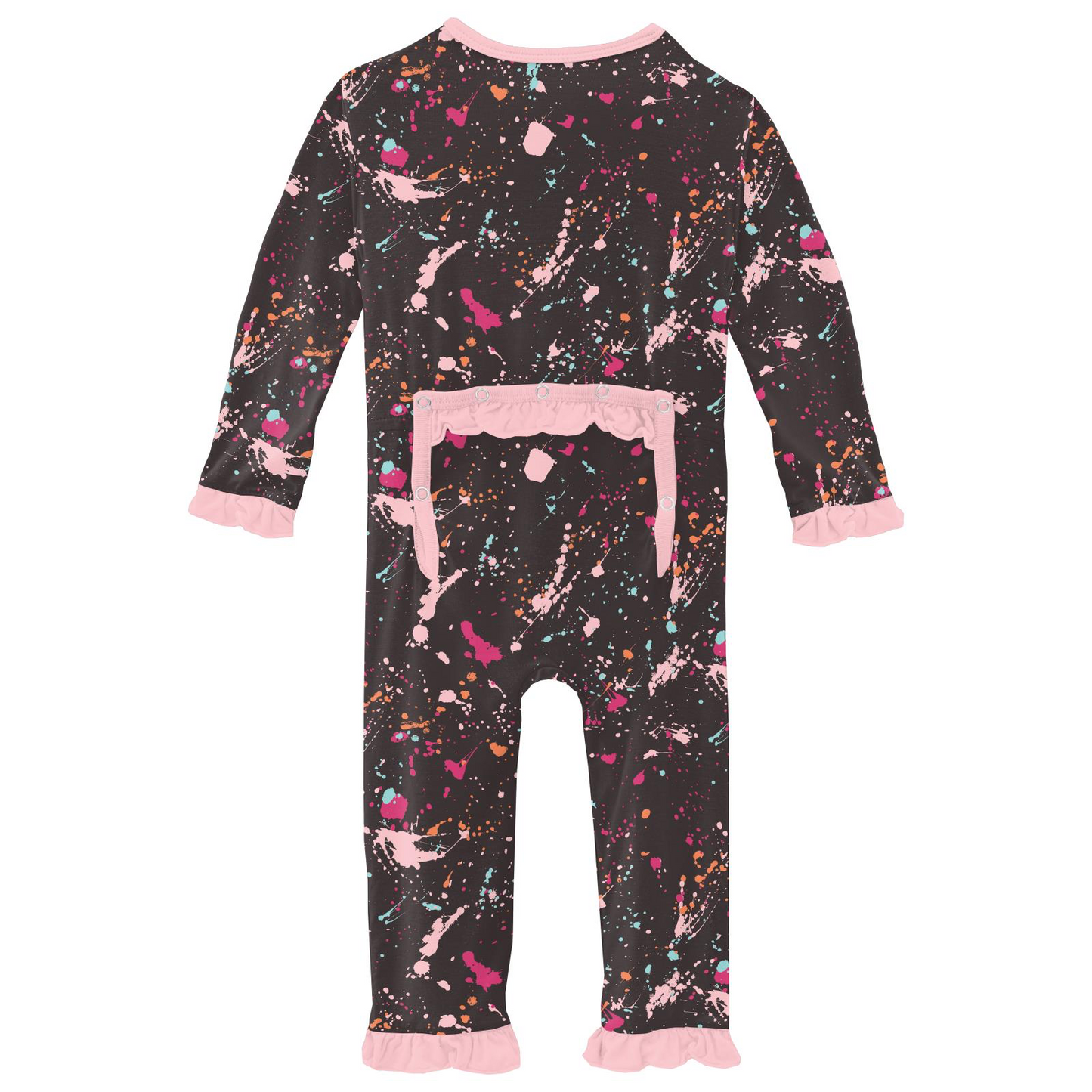 Calypso Splatter Paint Print Classic Ruffle Coverall with 2 Way Zipper