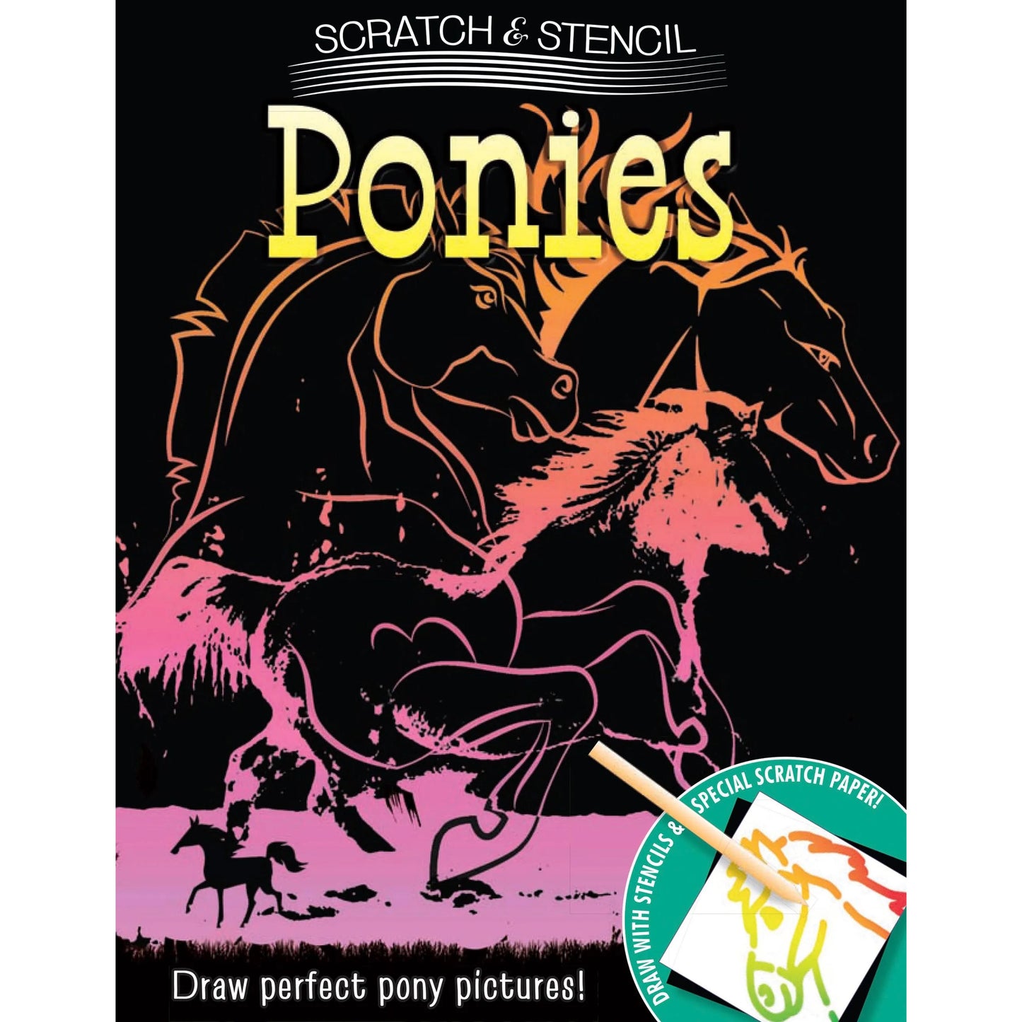 Ponies Scratch & Stencil Activity Book