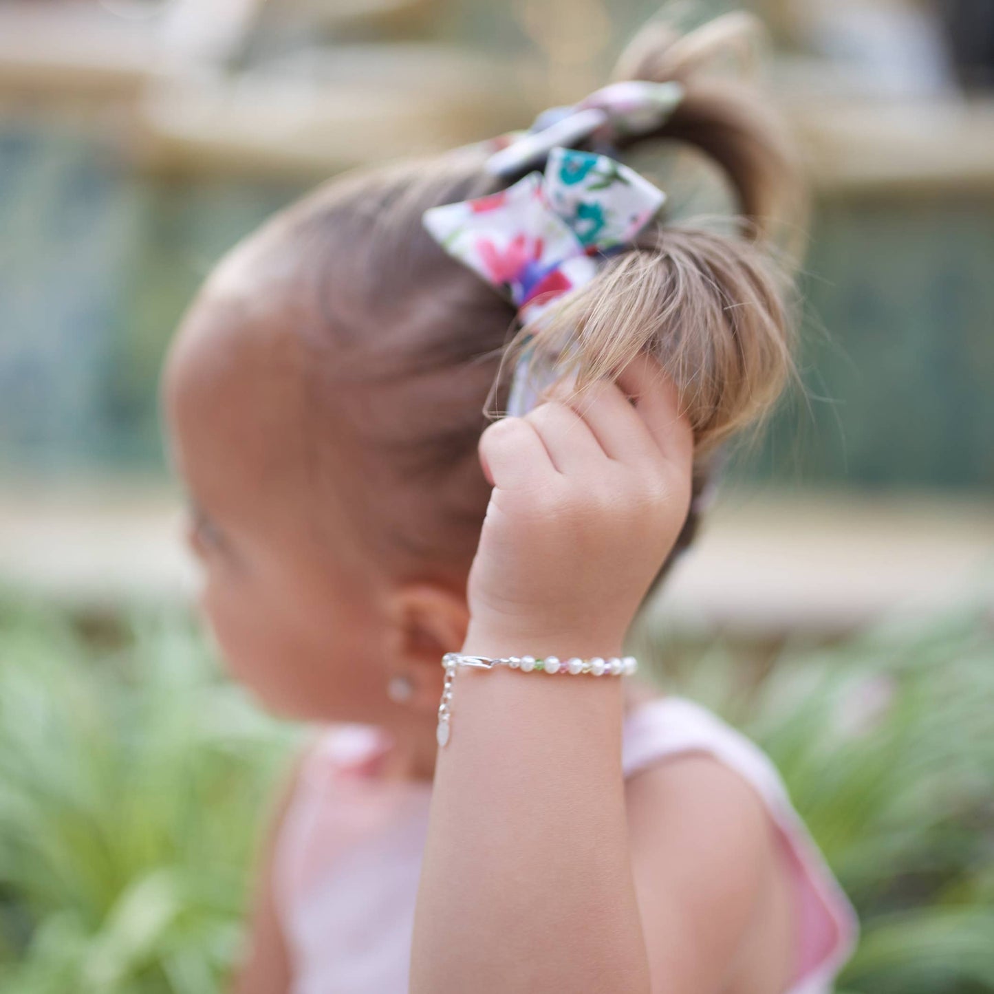 Daniela-Sterling Silver Multi Crystal Pearl Baby & Kids Bracelet