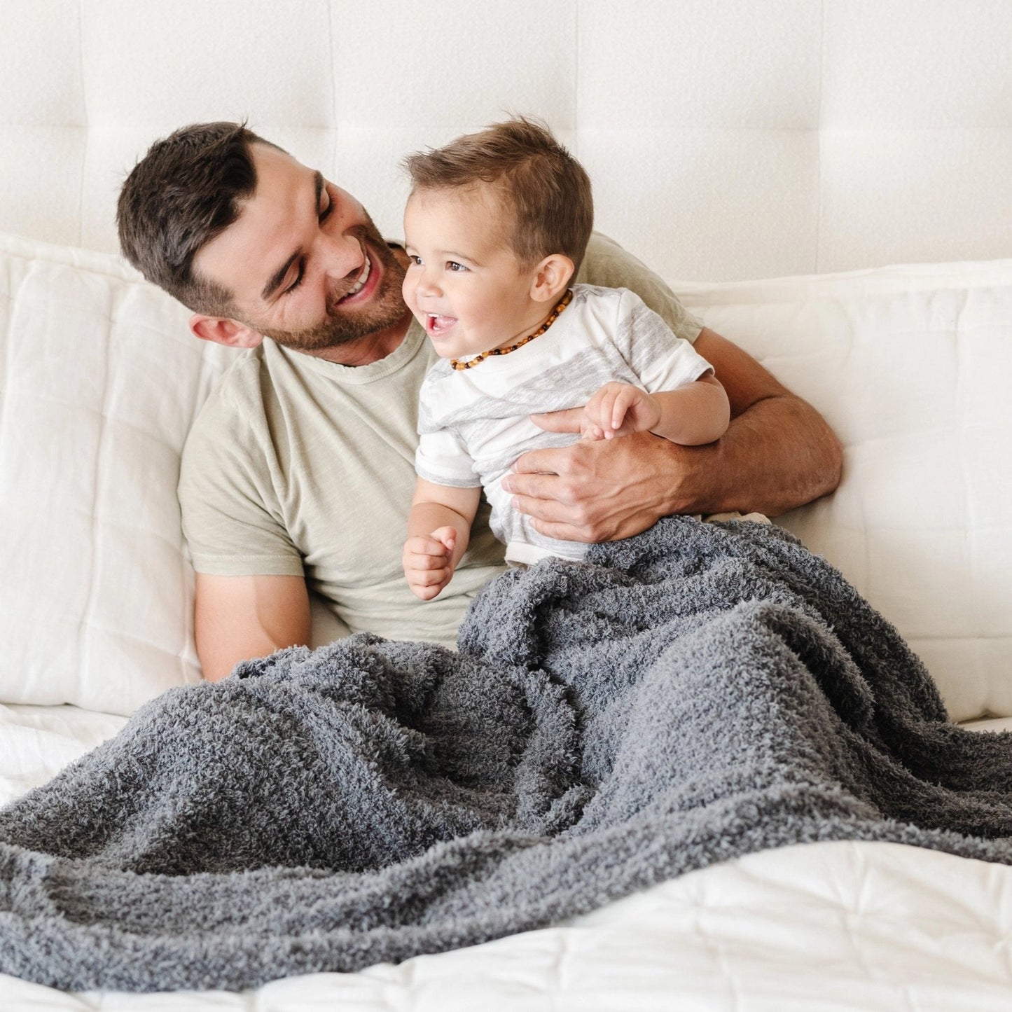 Charcoal Ribbed Bamboni Toddler Blanket
