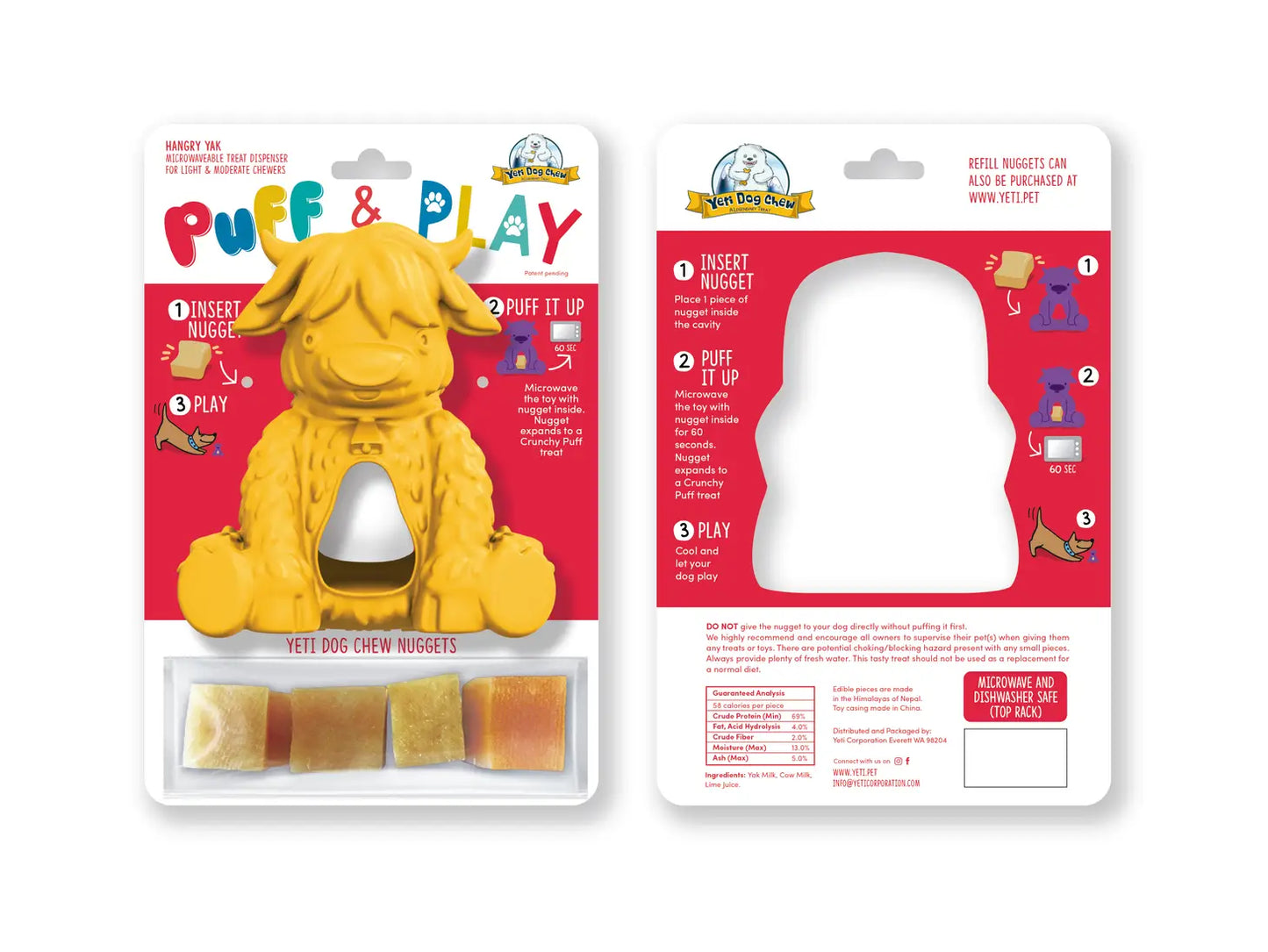 Yeti Dog Chew Puff & Play - Yellow