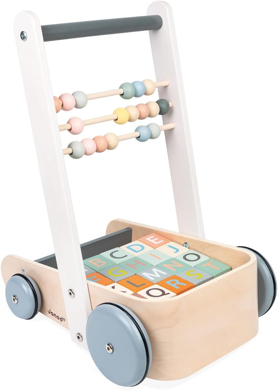Janod Sweet Cocoon Cart with ABC Blocks