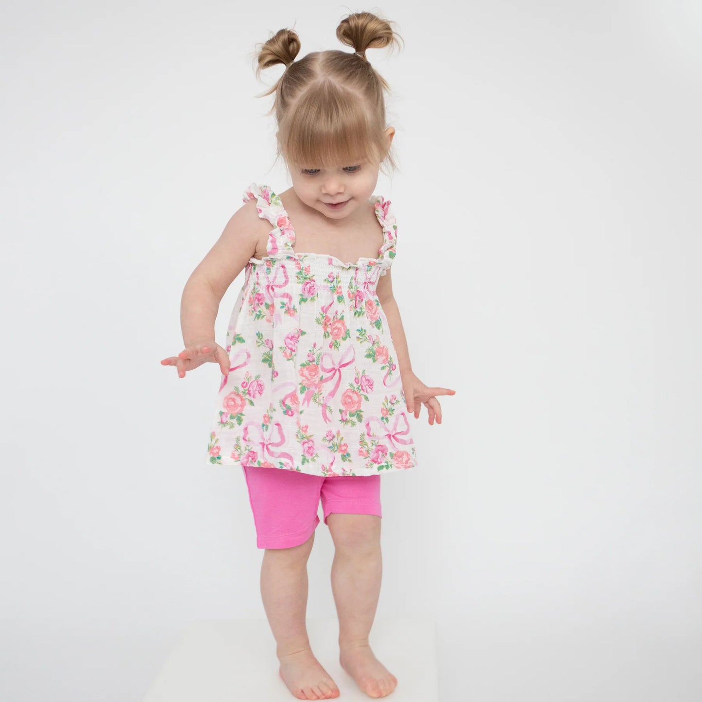 Coquette Bows Ruffly Strap Top + Biker Short