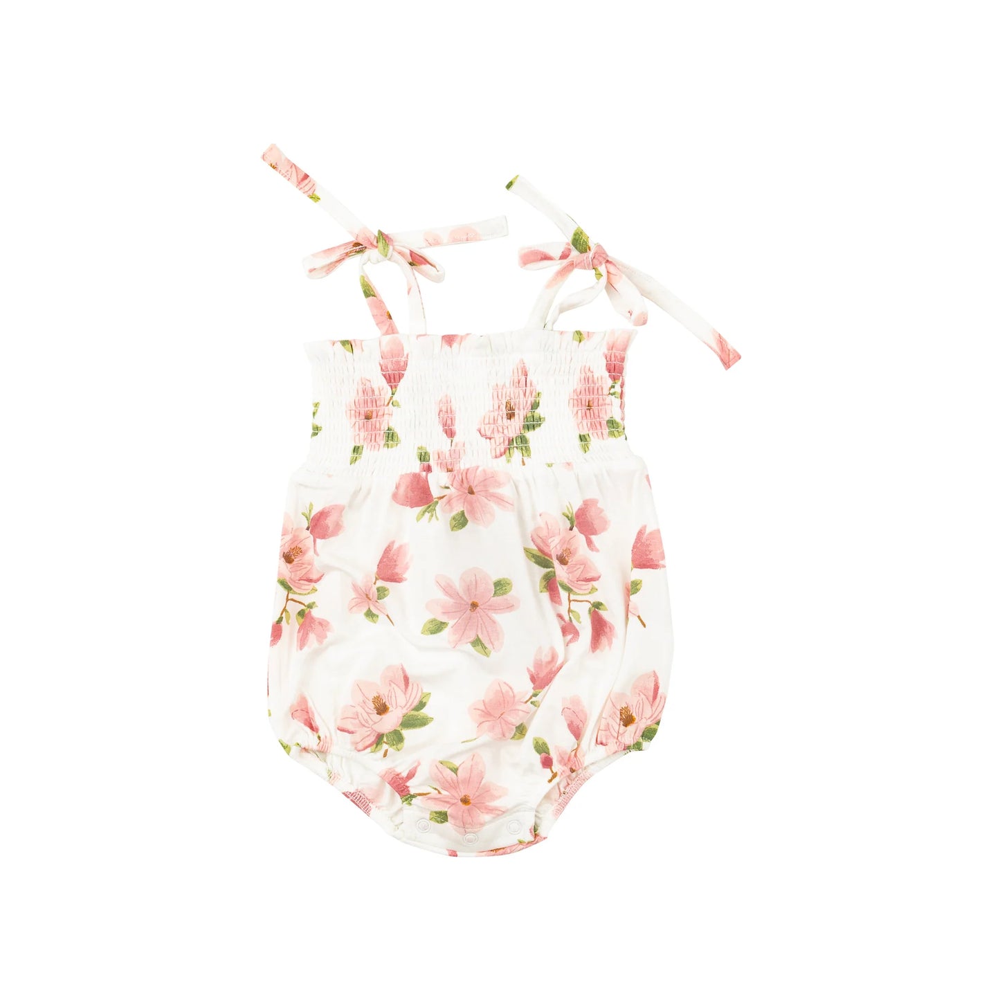 Sweet Magnolias Tie Strap Smocked Bubble