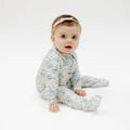 Baby Veronical Floral Peter Pan 2 Way Zipper Footie
