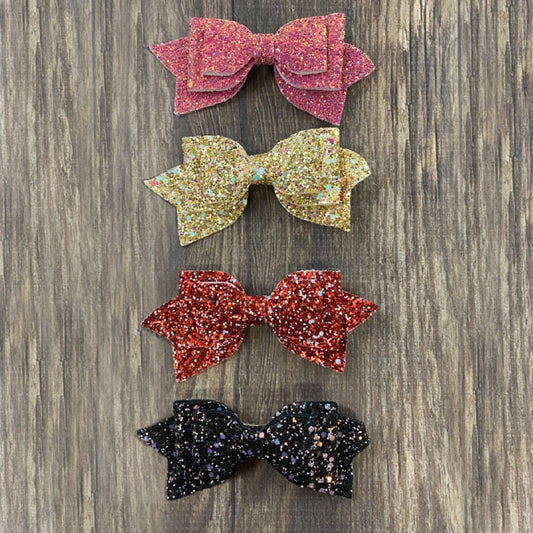 Large Glittery Bow Clippies