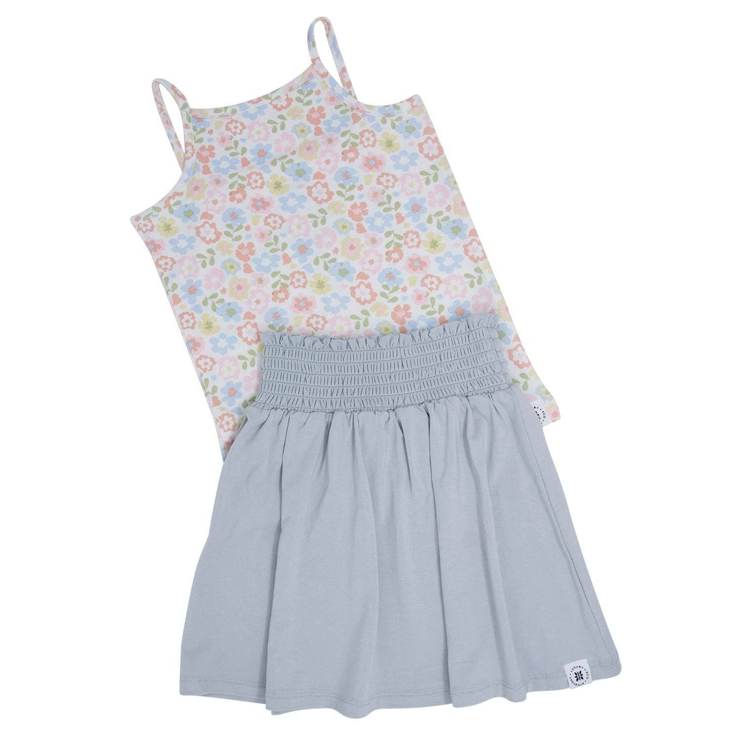 Smocked Skirt - Glacial Grey