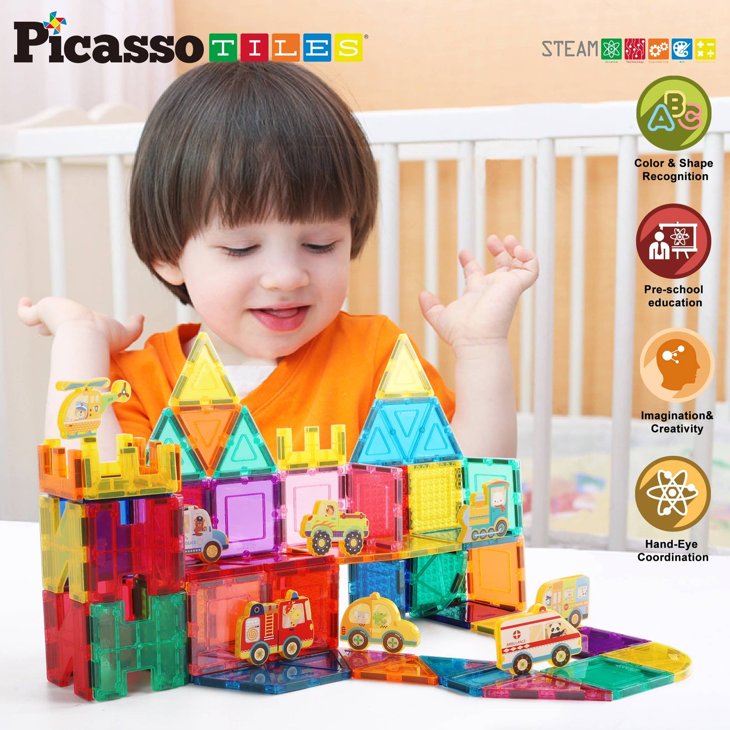 8pc Magnet Building Blocks Metro City Vehicle Action Figures