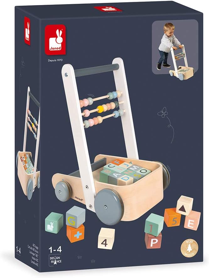 Janod Sweet Cocoon Cart with ABC Blocks