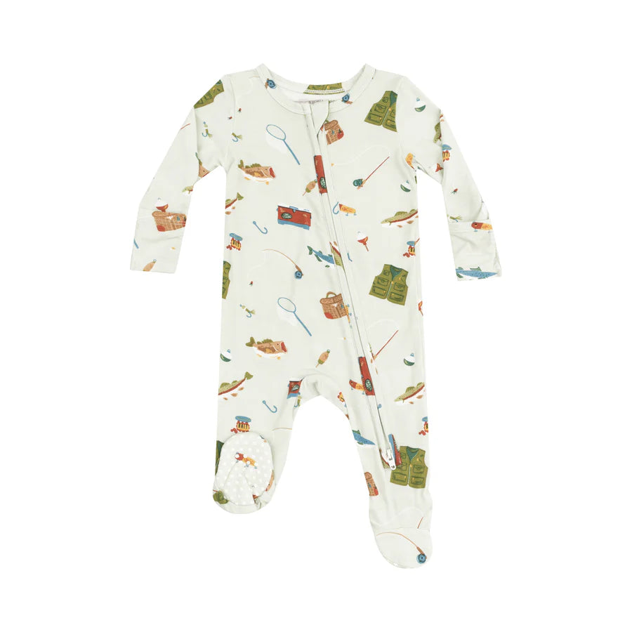 2 Way Zipper Footie-Green Fishing Things