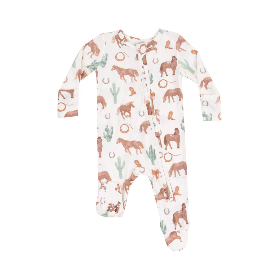 Western Horses 2 Way Zipper Footie