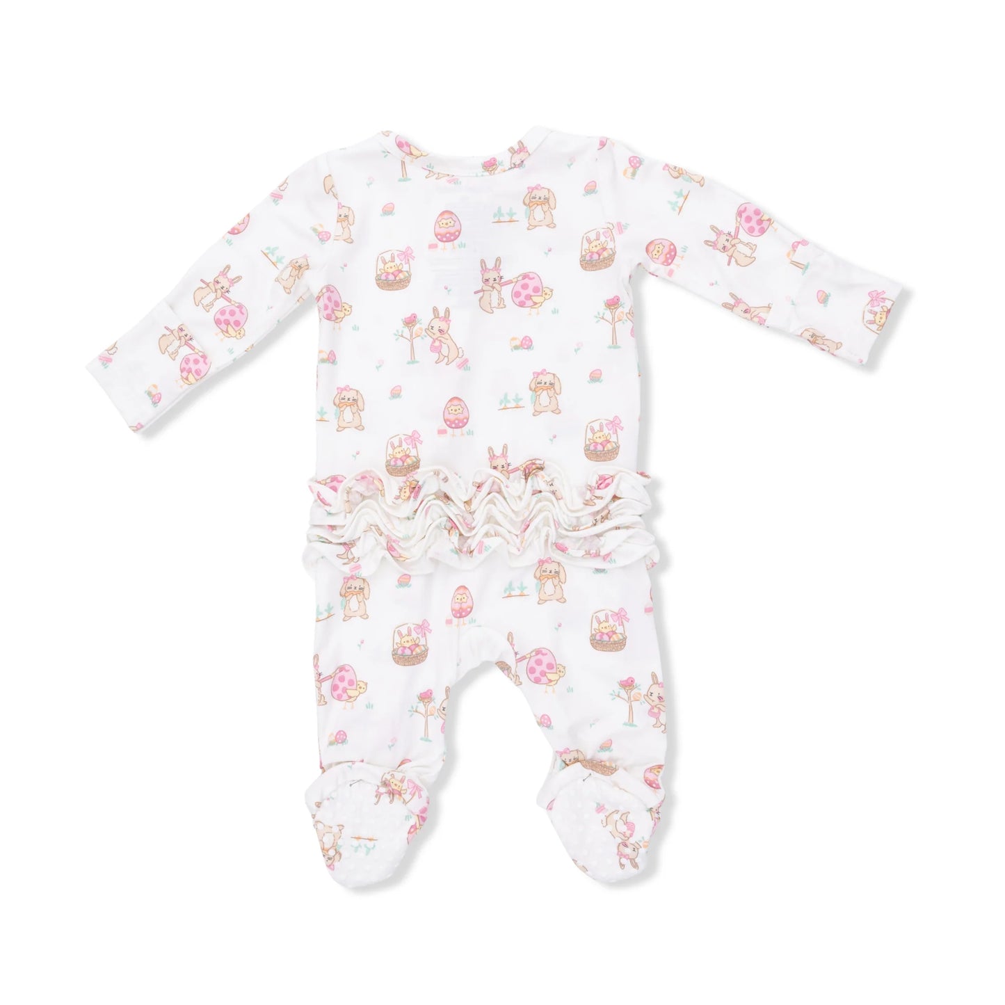 Easter Egg Hunt (Pink) | 2 Way Ruffle Back Zipper Footie