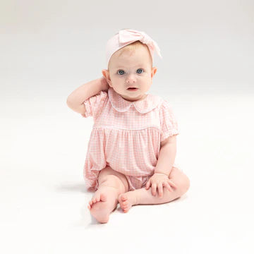 Mini Gingham-Pink Classic Puff Sleeve Baby Doll Bubble