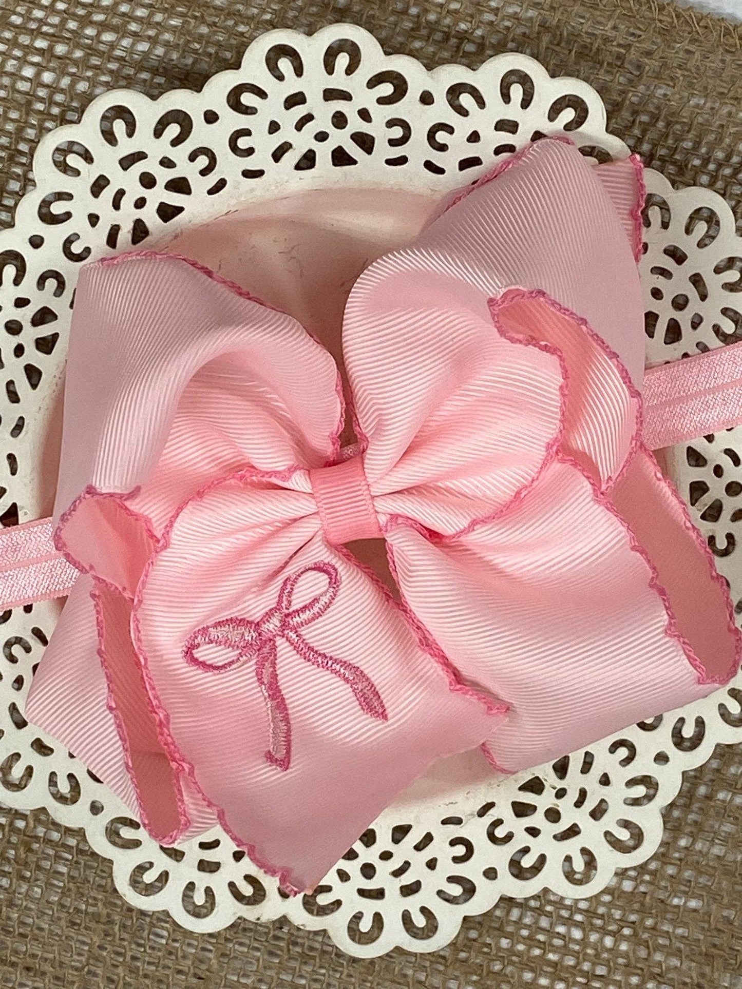 Pink Coquette | Moonstitch Bow Headband