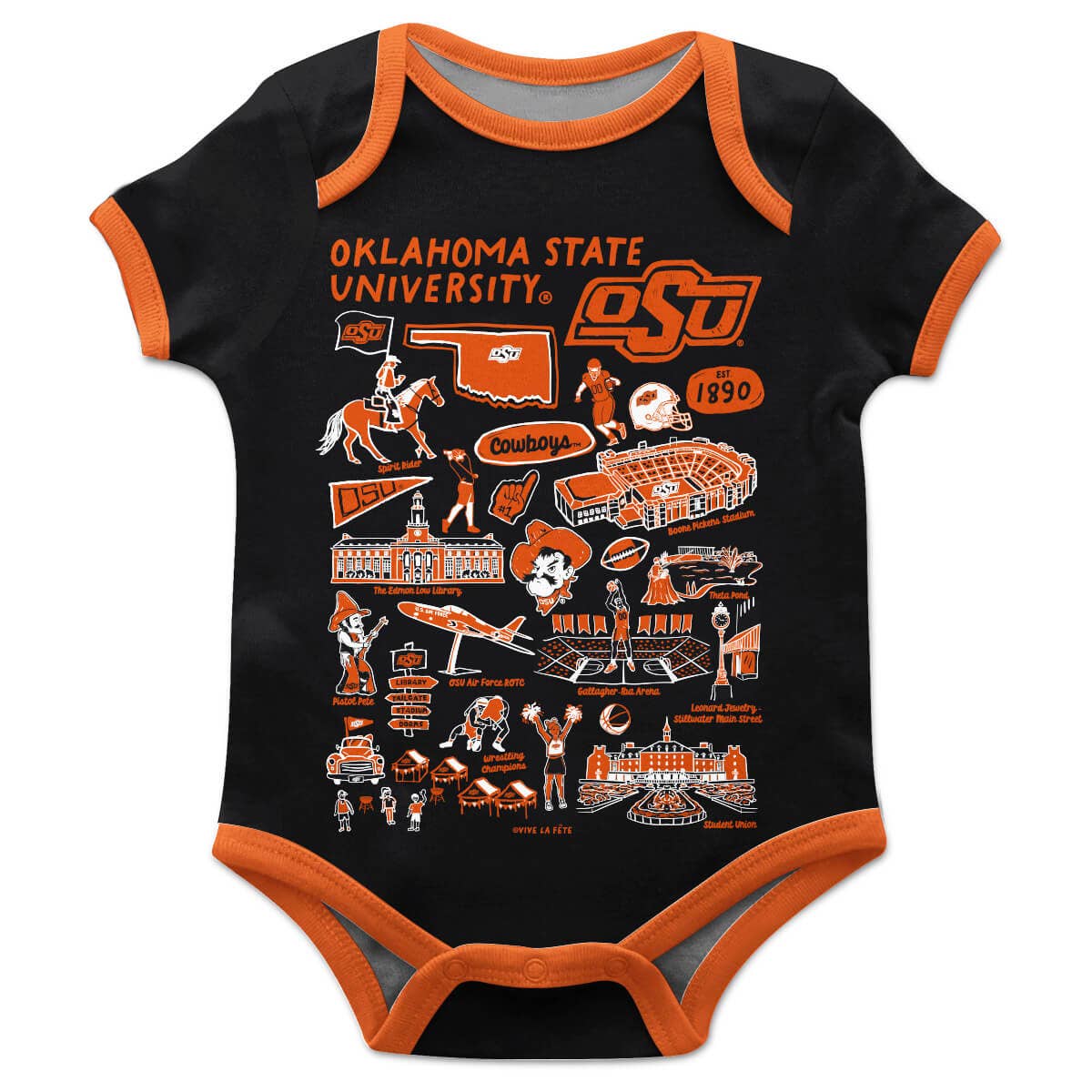 OSU Cowboys Hand Sketched Impressions Artwork Bodysuit
