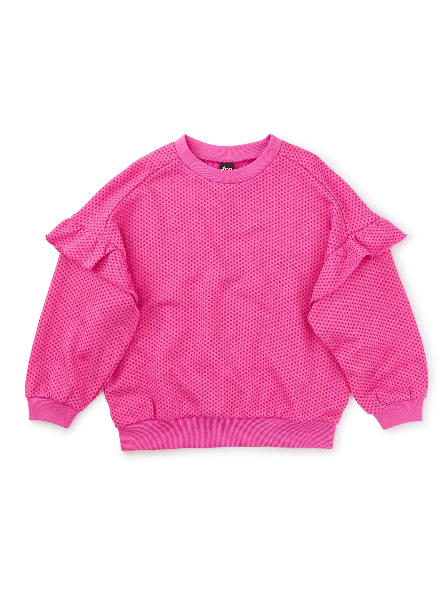 Mini Ikat Dot in Pink Ruffle Sleeve Popover