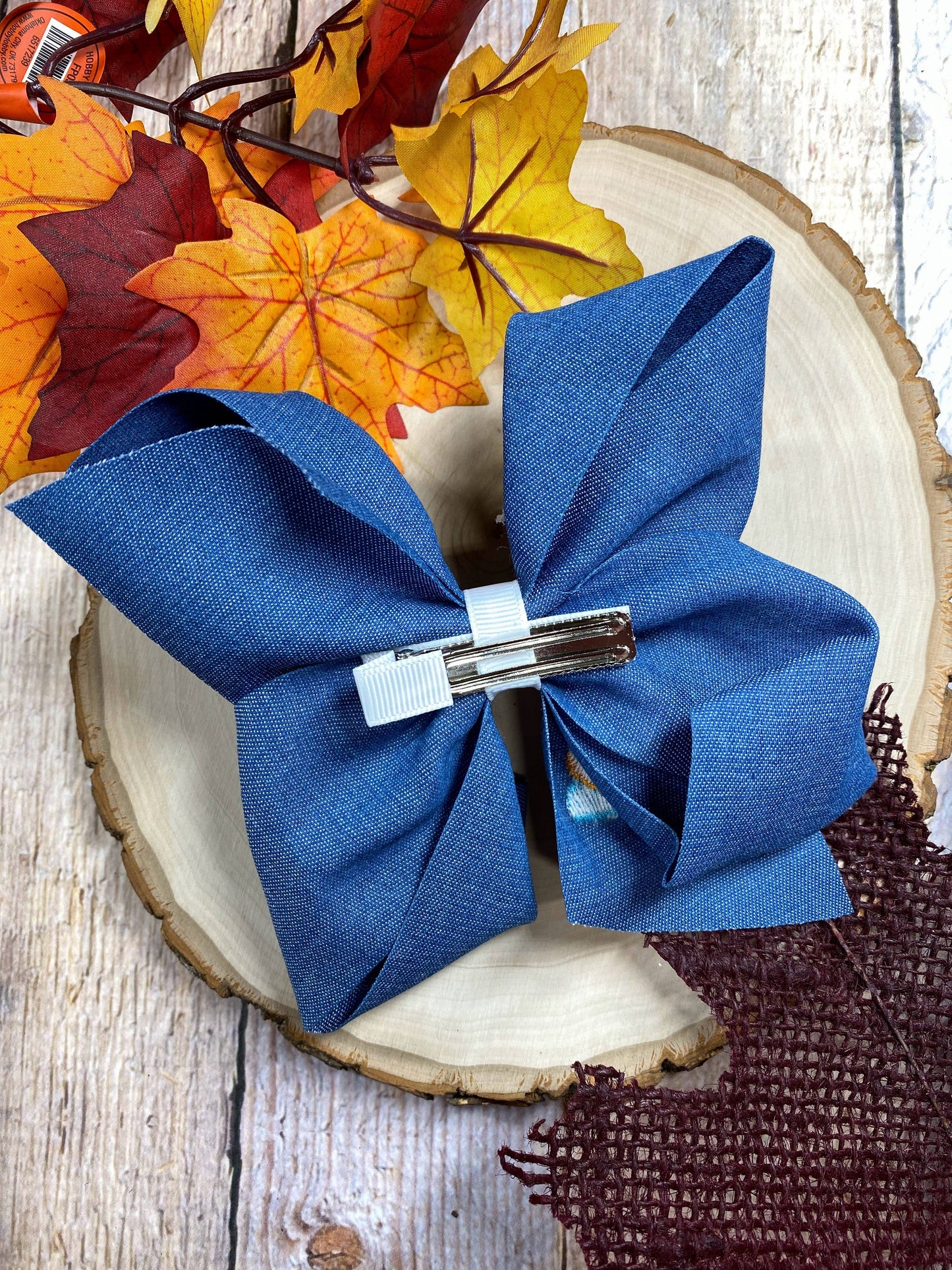 Pink Turkey | Denim Bow Hair Clip