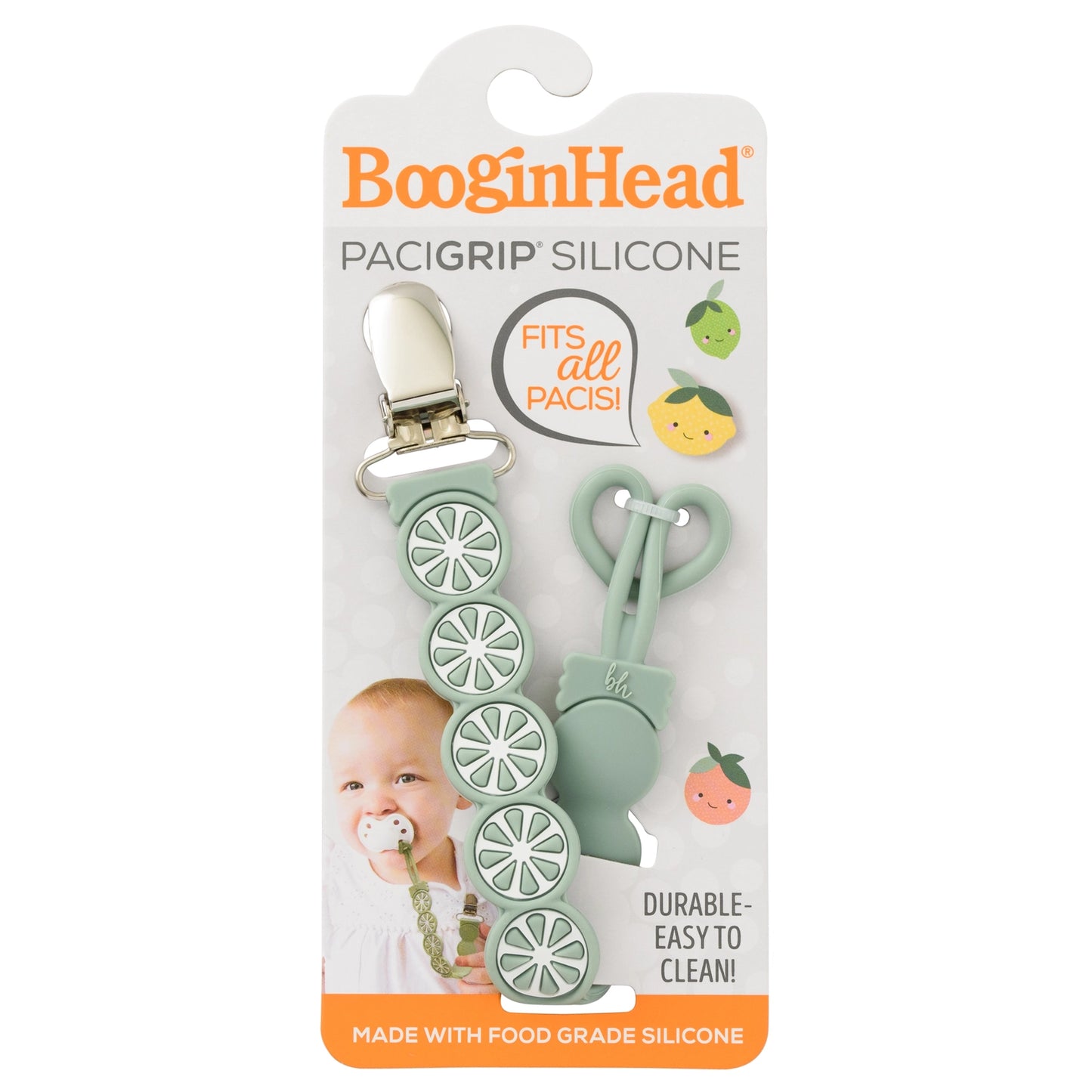 Green Lime Citrus Silicone Pacifier Clip