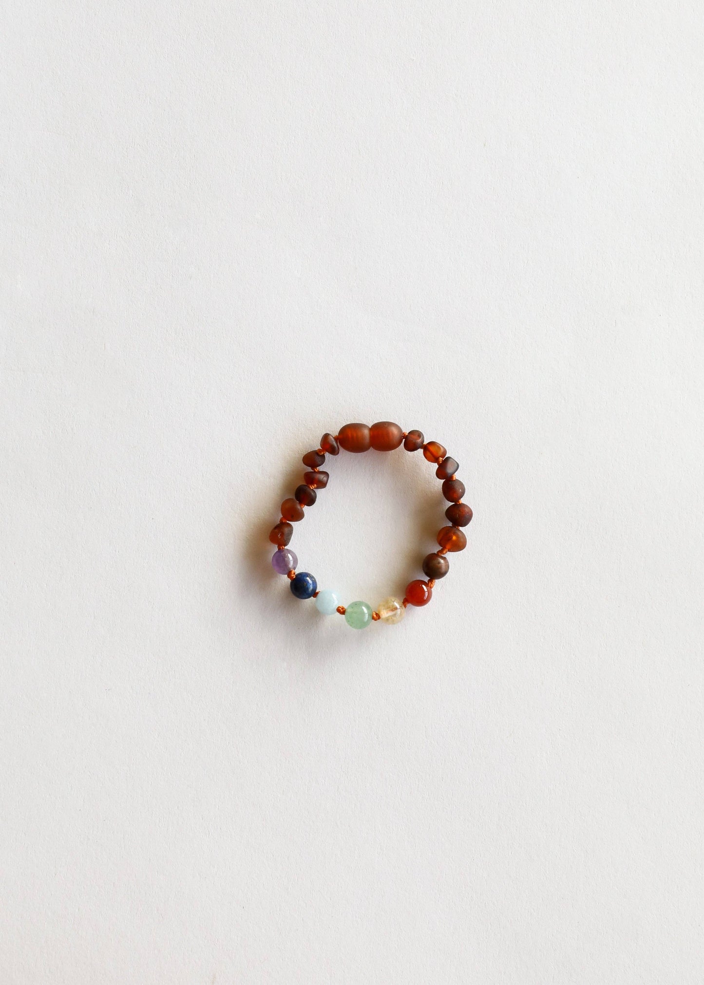 Raw Cognac Amber + CHAKRA Crystals || Anklet or Bracelet
