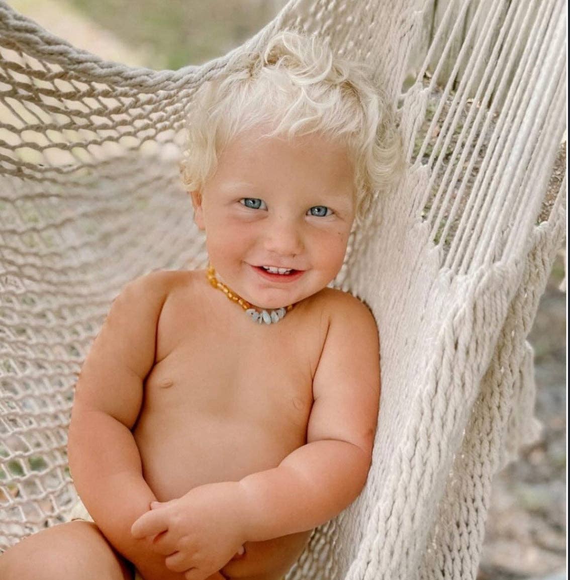 Raw Honey Baltic Amber + Aquamarine || Necklace