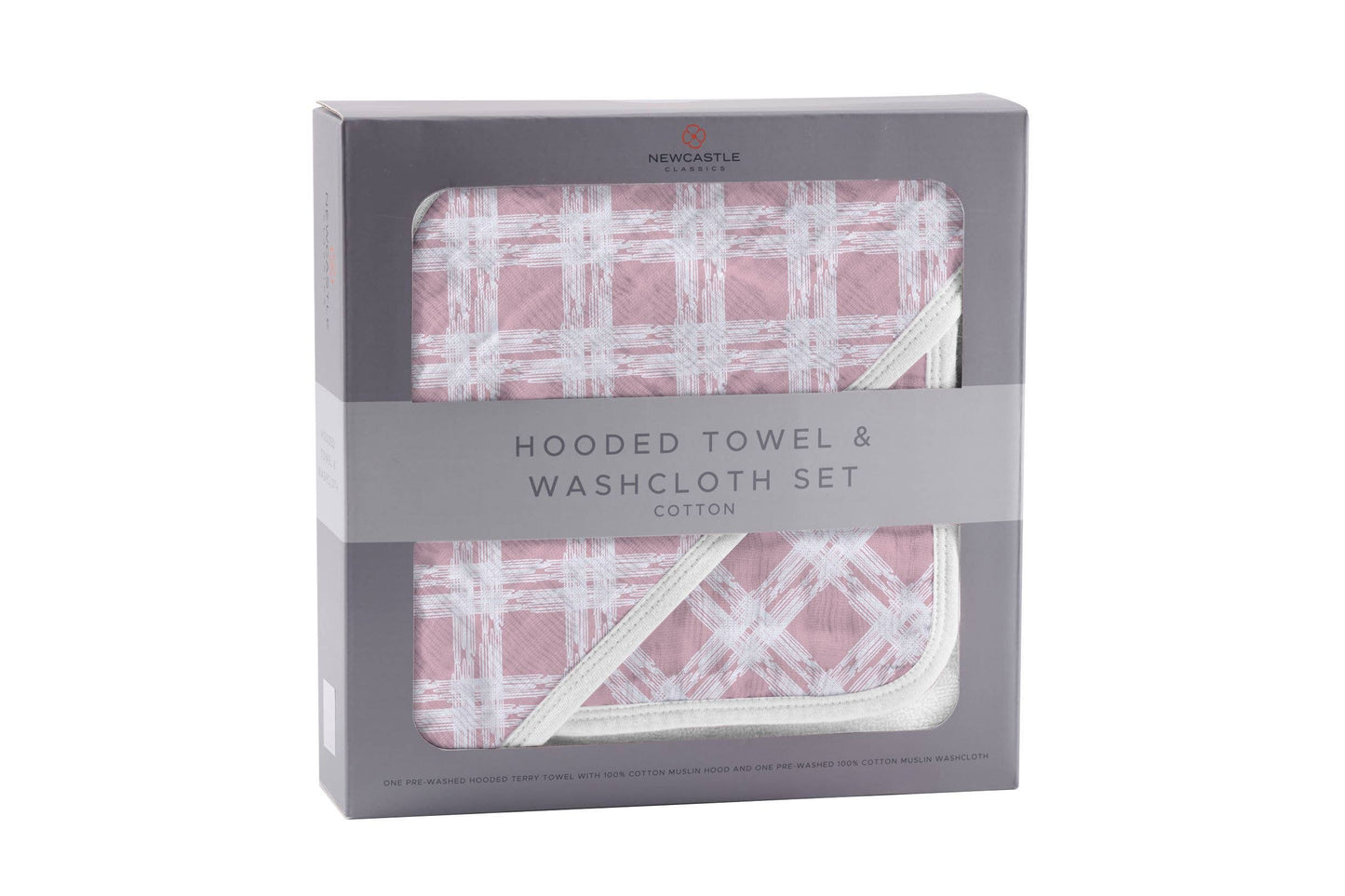 Pink Plaid - Hooded Towel and Washcloth Set