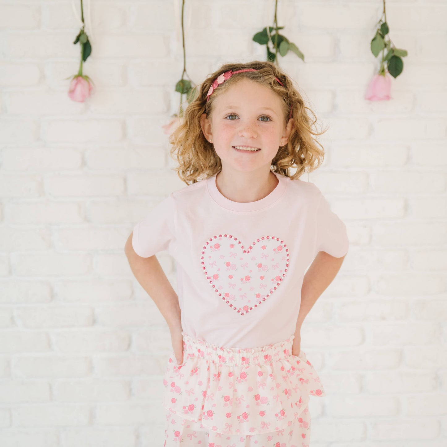 Dainty Rose Pearl Heart Patch | T-Shirt
