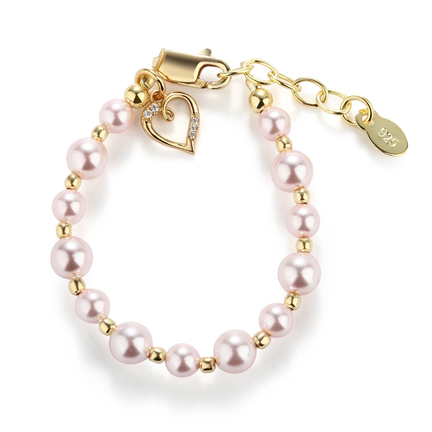 Larkin-14K Gold-Plated Pink Pearl Heart Bracelet