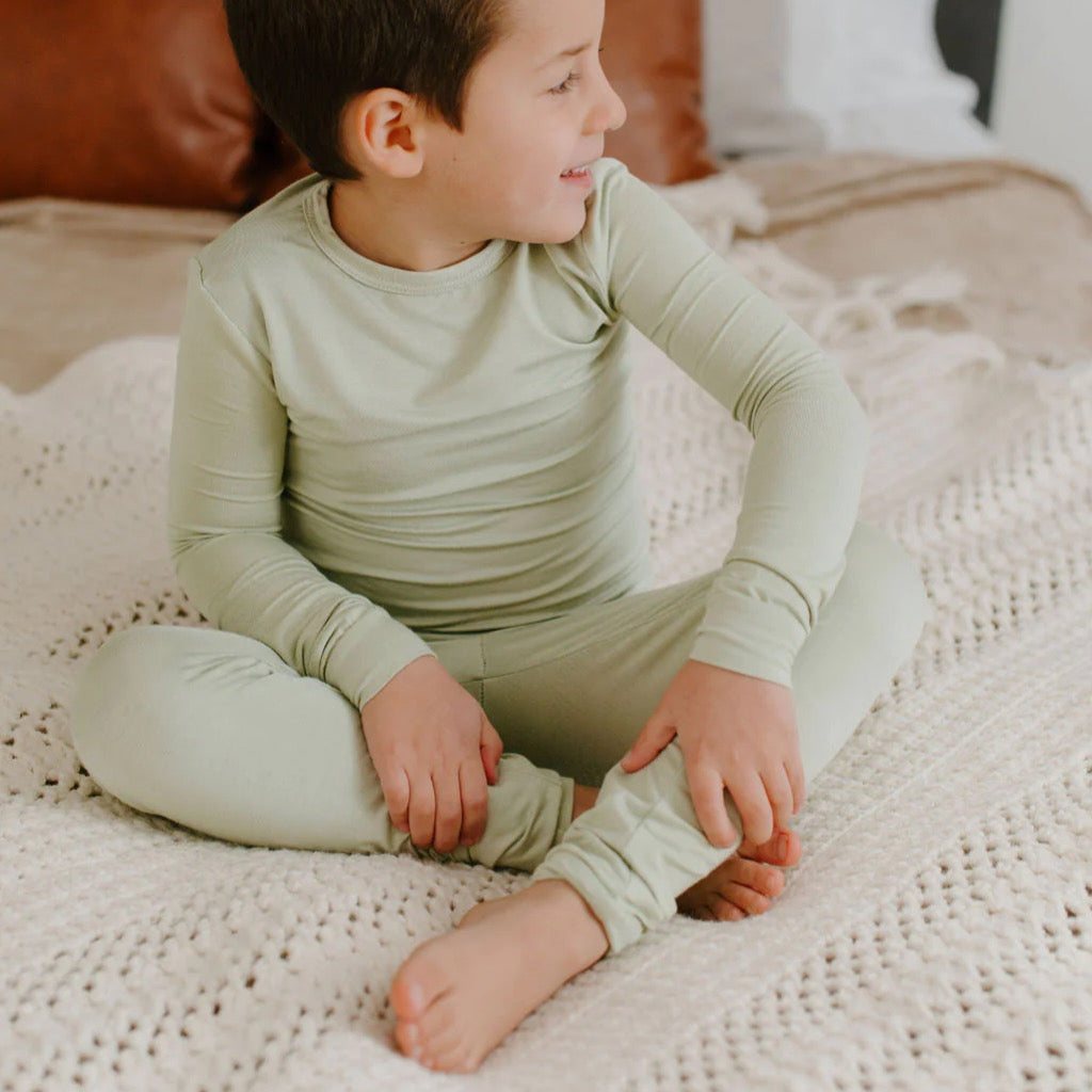 Pistachio Green Bamboo Toddler PJs