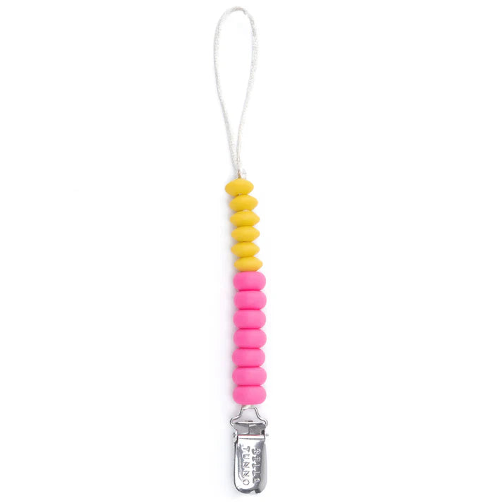 Silicon Pacifier Clip | Yellow & Pink