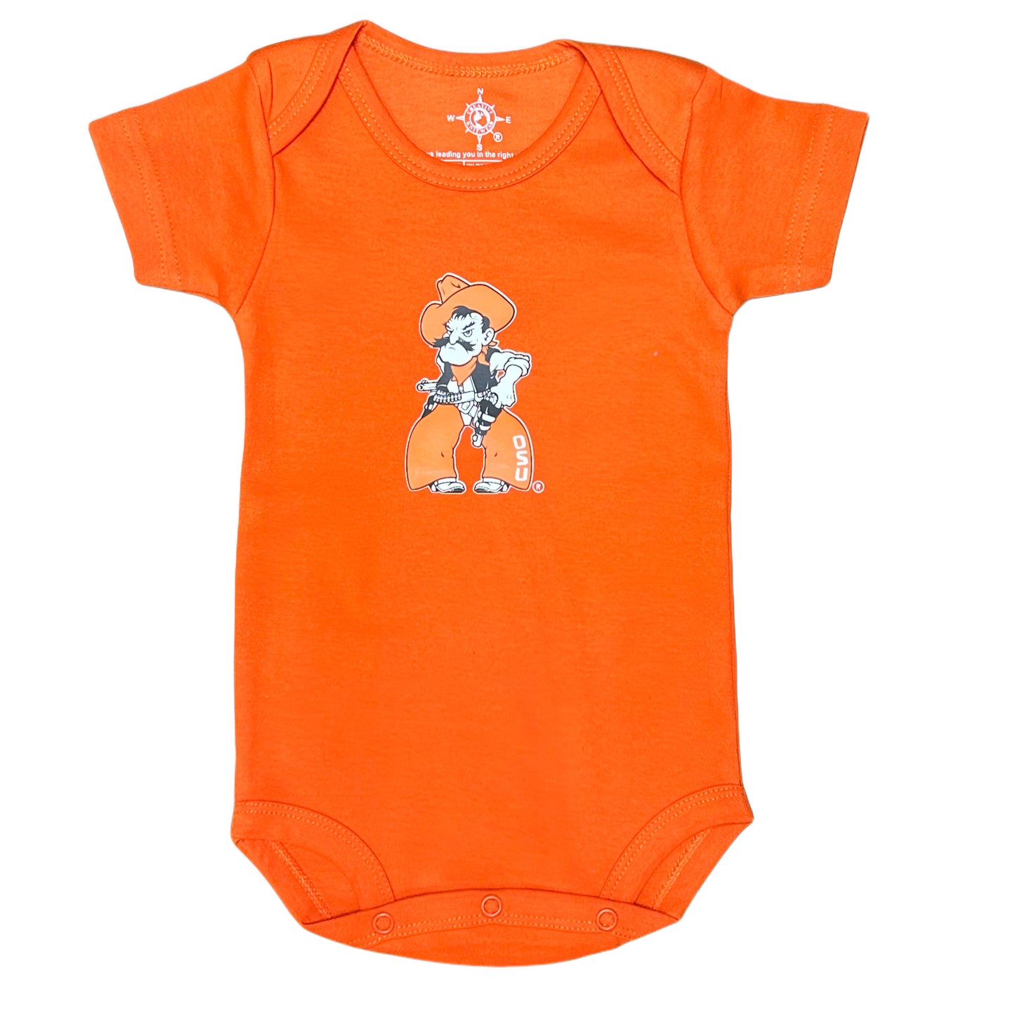 Full Body Pistol Pete Screen Print S/S Bodysuit - Orange