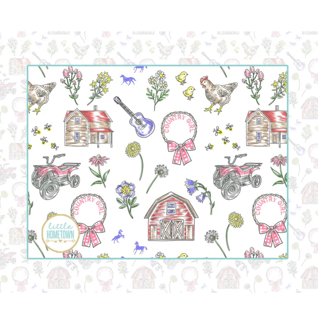 Country Girl Burp Cloth & Bib Combo